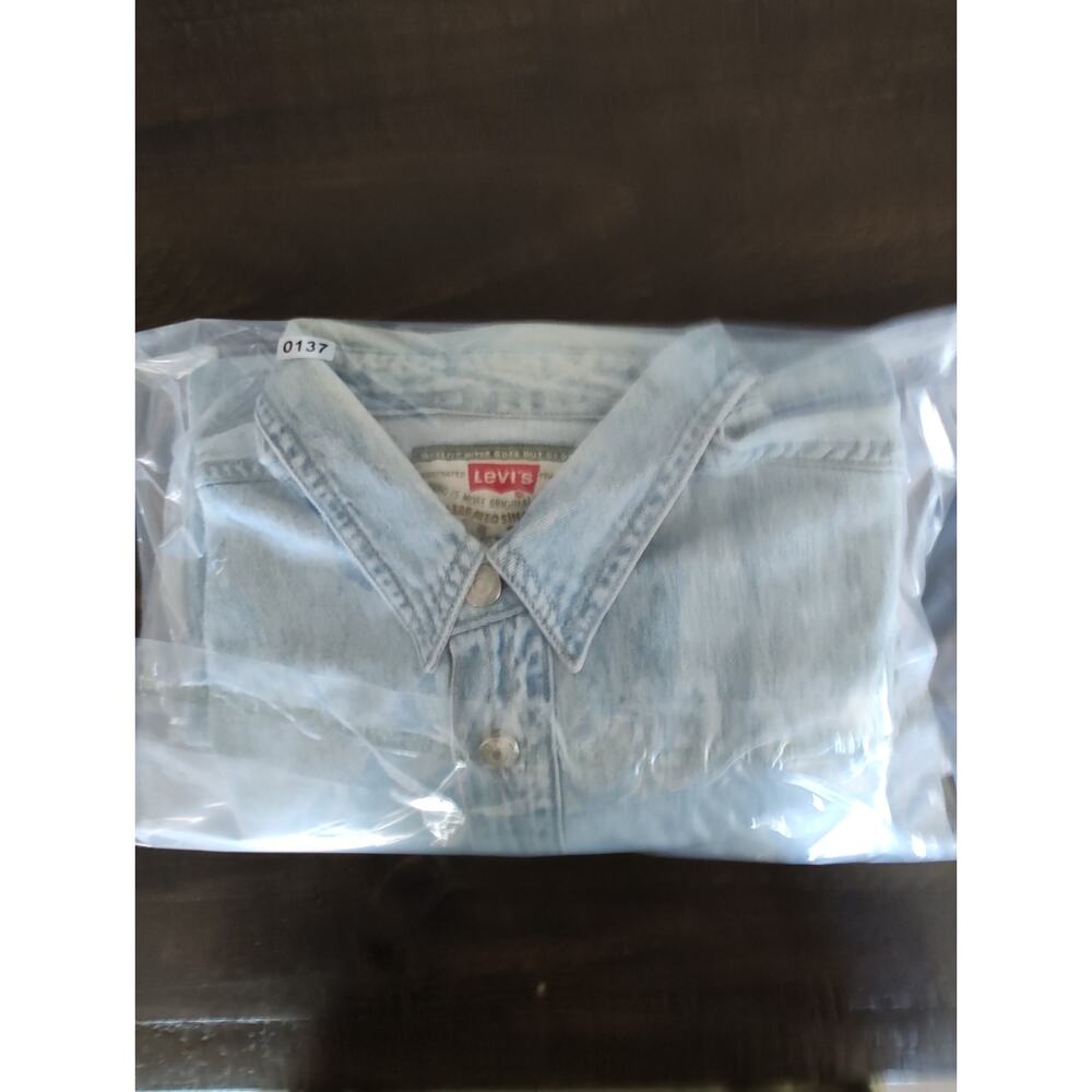 Levi's Men's L Solid Blue Denim Button-Up Shirt Long Sleeve Pockets - Picture 15 of 15